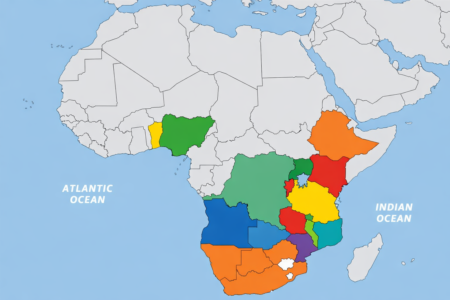 Map of Africa showing journal coverage